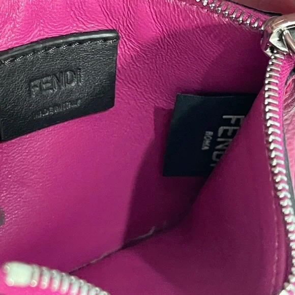 Fendi Fuchsia Leather Card & Coin Wallet with Keychain - Picture 9 of 10